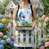 Tablier Blue Jay Cottage Garden Fence Scene