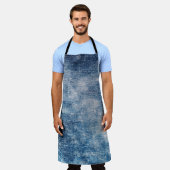 Tablier Blue Jeans Denim, Arrière - plan texturé. (Porté)