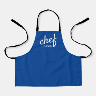 Tablier Blue Modern Chef Script Type Nom de l'enfant perso