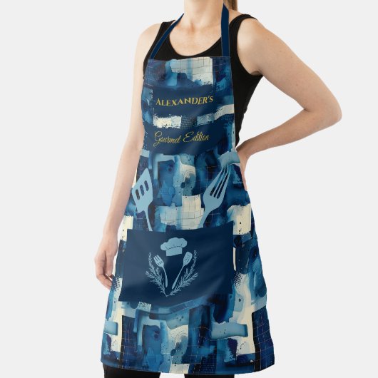 Tablier Blue Monochrome Abstrait - Cuisine culinaire moder (Insitu)