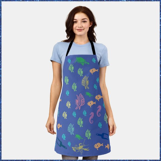 Tablier Blue Ocean Marine Life Thème Apron