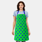 Tablier Blue On Green Polka Dots Pattern Design  (Porté)