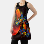 Tablier Blue Orange Floral Moderne Art Abstrait Motif #03 (Insitu)