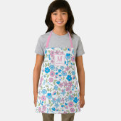 Tablier Blue Pink Floral Monogram Apron (Insitu)