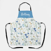 Tablier Blue Purple Aquarelle Fleur sauvage Nom personnali (Recto)