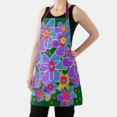 Tablier Blue Purple Flower Burn Dk Green Chef (Insitu)