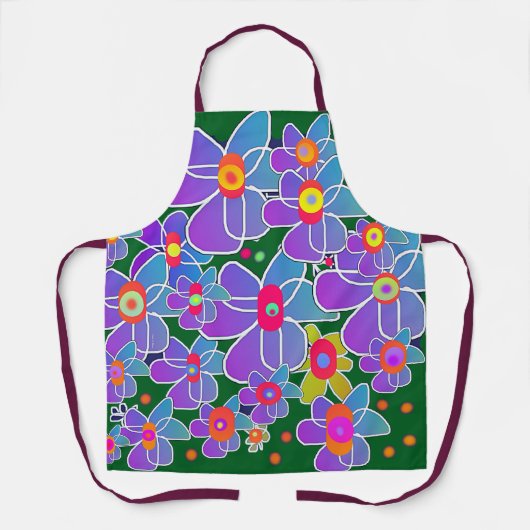 Tablier Blue Purple Flower Burn Dk Green Chef (Recto)