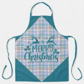 Tablier Blue Purple Pink Plaid Merry Christmas Reindeer (Recto)