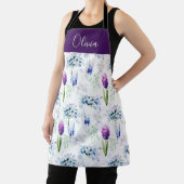 Tablier Blue Purple Watercolor Wildflower Custom Name (Insitu)