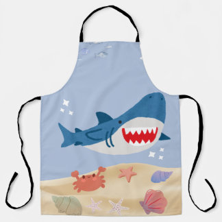 Tablier Blue Shark Ocean Theme Apron – Cute Marine Life Co