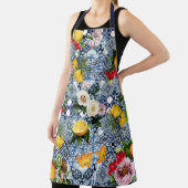 Tablier Blue tiles Mediterranean Floral  (Insitu)