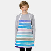 Tablier Blue watercolor stripes painted (Porté)