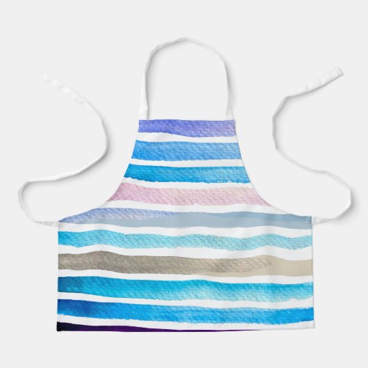 Tablier Blue watercolor stripes painted (Recto)