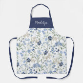 Tablier Blue Watercolor Wildflower Custom Name (Recto)