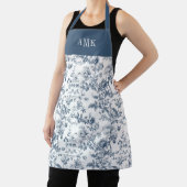 Tablier Blue White French Toile Monogram Apron (Insitu)