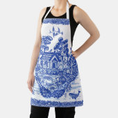 Tablier Blue Willow Lucky Cat Island Whimsical Oriental (Insitu)