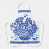 Tablier Blue Willow Lucky Cat Island Whimsical Oriental (Recto)