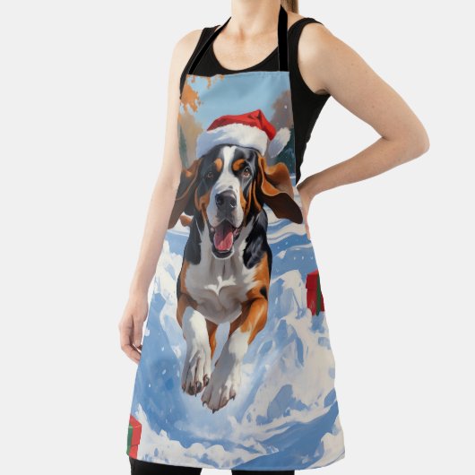 Tablier Bluetick Coonhound Courir dans la neige avec Noël (Insitu)