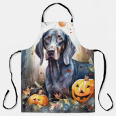 Tablier Bluetick Coonhound Halloween avec citrouilles effr (Recto)