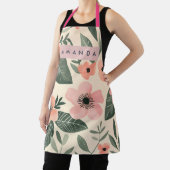Tablier Blush Fleurs de Corail Personnalisées Feuilles (Insitu)