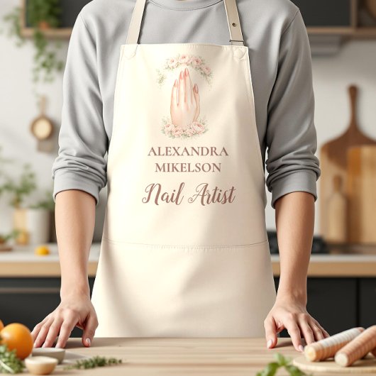 Tablier Blush Floral Nail Technician Business