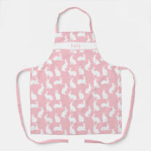 Tablier Blush Pink With White Bunny Pattern And Name (Recto)