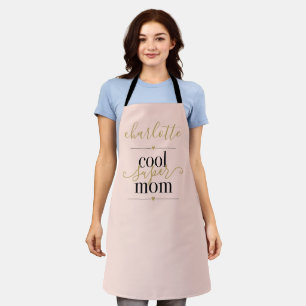 Tablier Blush Rose Et Or Personnalisé Super Maman Cool
