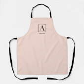 Tablier Blush Rose Féminin Monogramme Initial Script Chic (Recto)