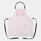 Tablier Blush Rose Gingham Floral Couronne Monogramme (Recto)