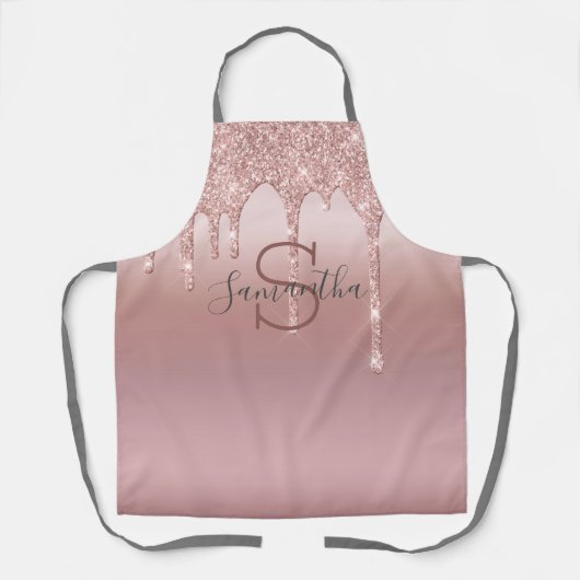 Tablier Blush Rose Gold Pailleté Tendance Rose Clair Monog (Recto)