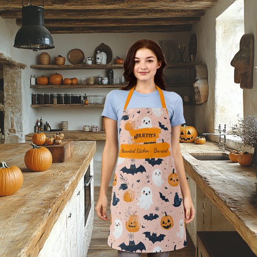 Tablier Blush Rose Halloween avec Fantômes, Citrouilles, C