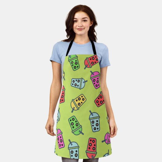 Tablier Boba Bubble Tea Motif (Porté)