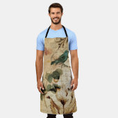 Tablier Bohème chic Paris Scripts oiseau français botaniqu (Porté)