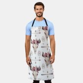 Tablier Boho aquarelle : flèches, motif crâne. (Porté)