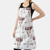 Tablier Boho aquarelle : flèches, motif crâne. (Insitu)