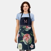 Tablier Boho Aquarelle Floral Blush Monogramme (Porté)
