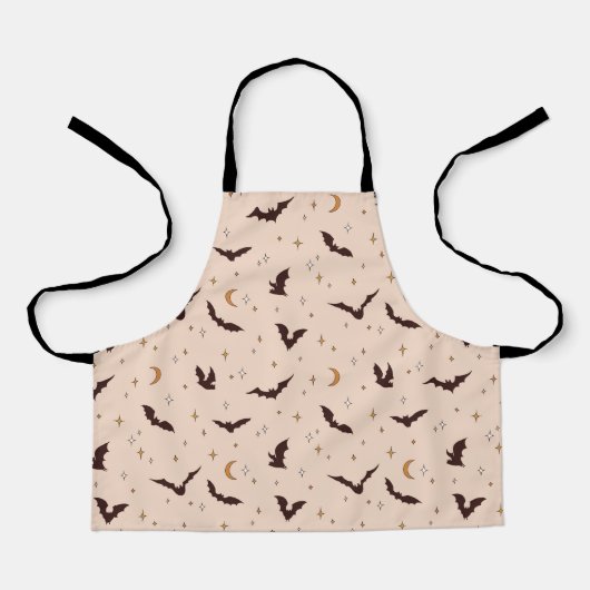 Tablier Boho Bats et étoiles Motif d'Halloween (Recto)