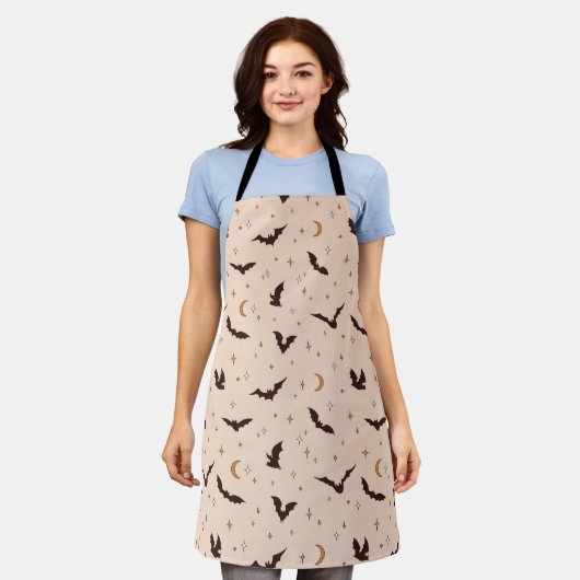 Tablier Boho Bats et étoiles Motif d'Halloween (Porté)