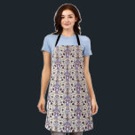 Tablier Boho Bows and Blossoms Purple<br><div class="desc">Boho et tablier rustique avec illustration dessinée à la main des arcs et des fleurs aux couleurs violettes.</div>