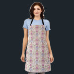 Tablier Boho Bows and Blossoms rose<br><div class="desc">Boho et tablier rustique avec illustration dessinée à la main des arcs et des fleurs aux couleurs rose et violet.</div>
