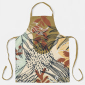 Tablier Boho Brown et Feuilles de crème (Recto)