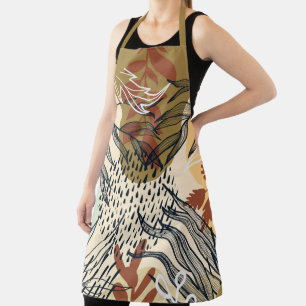 Tablier Boho Brown et Feuilles de crème