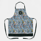 Tablier Boho Chic Aquarelle Bleu Doux Floral (Recto)