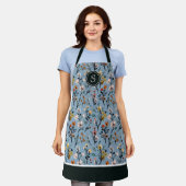 Tablier Boho Chic Aquarelle Bleu Doux Floral (Porté)