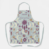 Tablier Boho Chic avec Mandala de Rêveuse Croissant de Lun (Recto)