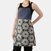 Tablier Boho Daisy bleu motif burlap (Insitu)