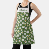 Tablier Boho Daisy Motif Floral Vert (Insitu)
