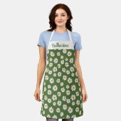 Tablier Boho Daisy Motif Floral Vert (Porté)