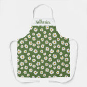 Tablier Boho Daisy Motif Floral Vert (Recto)
