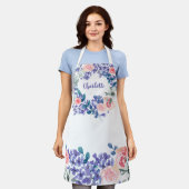 Tablier Boho Elegant Floral Aquarelle Personnalisé (Porté)